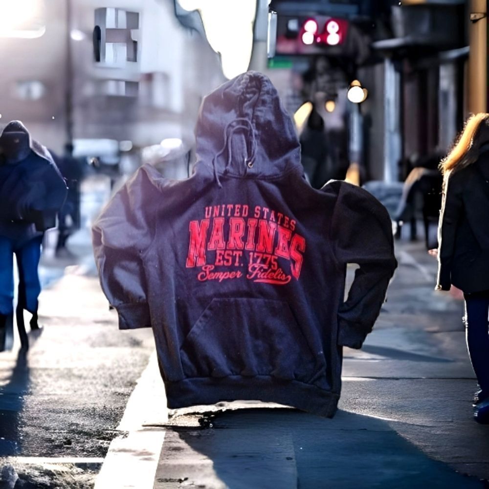 U.S. MARINES  HOODIE/SWEATSHIRT   Unisex Semper Fidelis Est 1775 Maroon LARGE